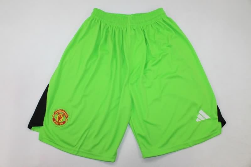 Thailand Quality(AAA) 23/24 Manchester United Goalkeeper Green Soccer Shorts