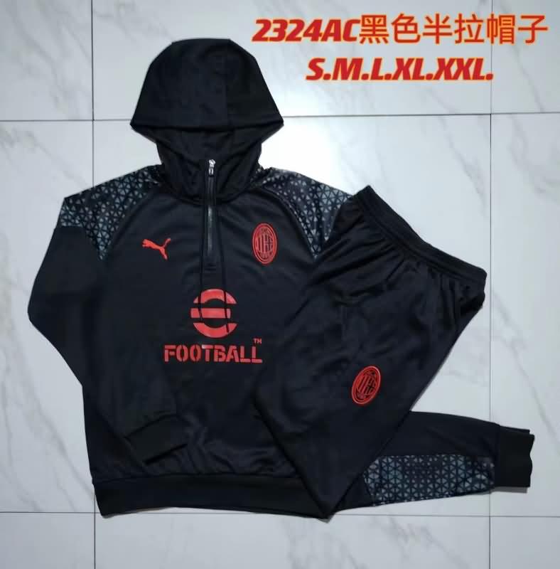 Thailand Quality(AAA) 23/24 AC Milan Black Soccer Tracksuit