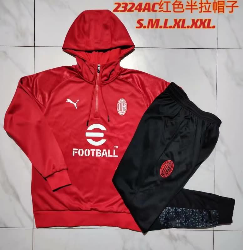Thailand Quality(AAA) 23/24 AC Milan Red Soccer Tracksuit 04