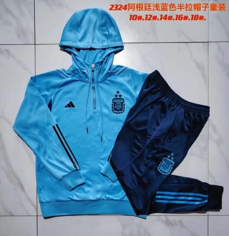 Kids - Thailand Quality(AAA) 2023/24 Argentina Blue Soccer Tracksuit