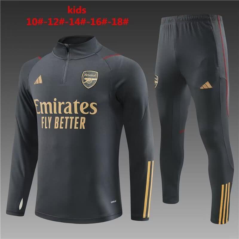 Kids - Thailand Quality(AAA) 23/24 Arsenal Grey Soccer Tracksuit
