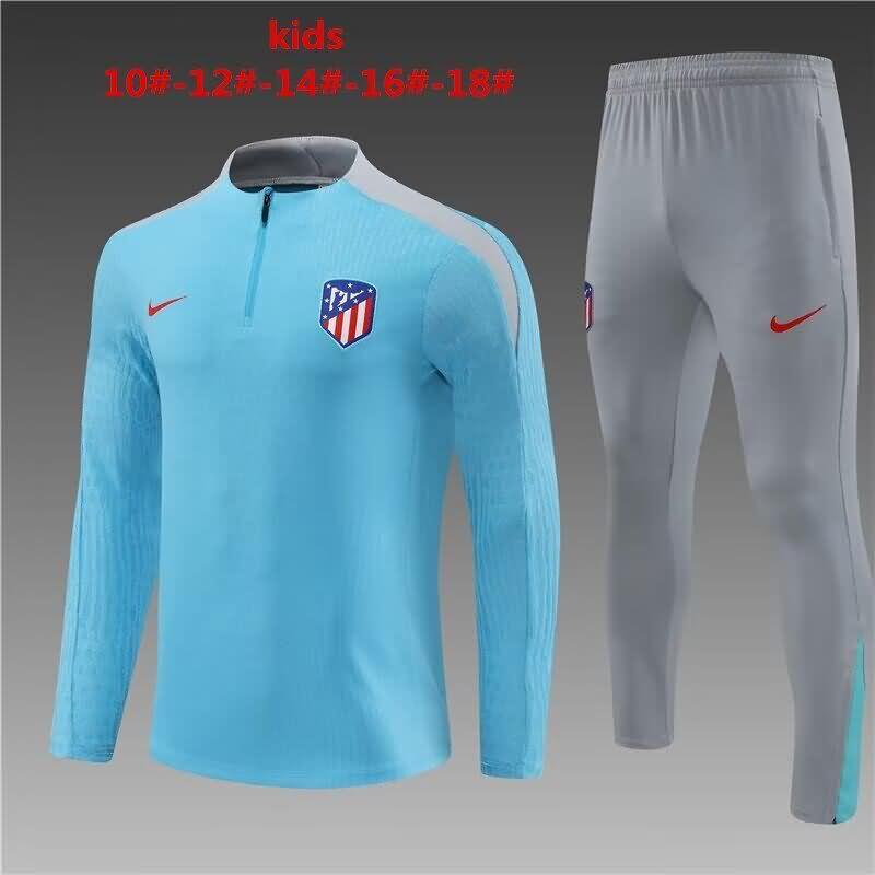 Kids - Thailand Quality(AAA) 23/24 Atletico Madrid Blue Soccer Tracksuit
