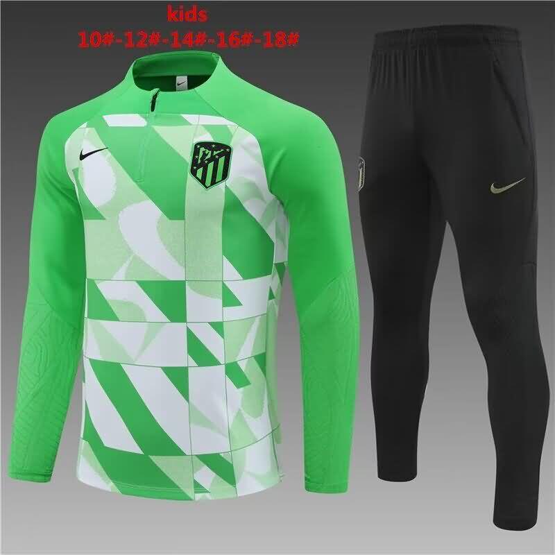 Kids - Thailand Quality(AAA) 23/24 Atletico Madrid Green Soccer Tracksuit