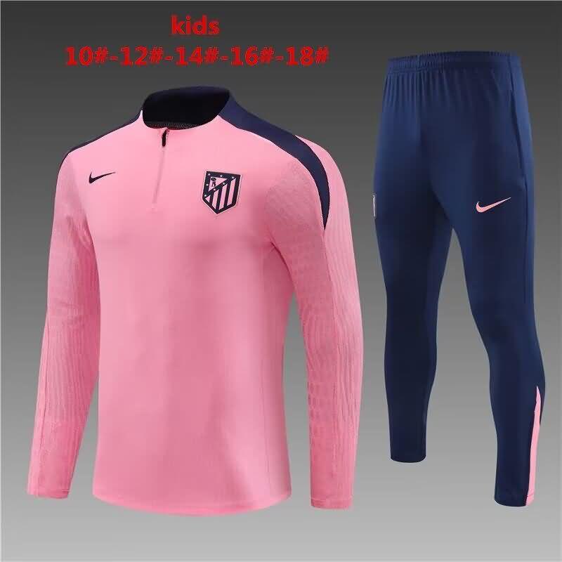 Kids - Thailand Quality(AAA) 23/24 Atletico Madrid Pink Soccer Tracksuit