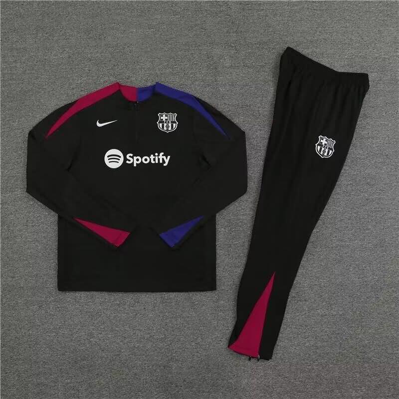 Thailand Quality(AAA) 23/24 Barcelona Black Soccer Tracksuit 02