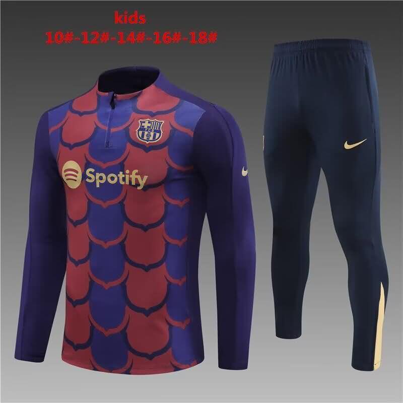 Kids - Thailand Quality(AAA) 23/24 Barcelona Blue Soccer Tracksuit 02