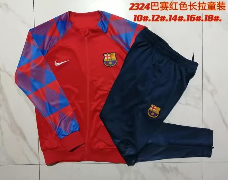 Kids - Thailand Quality(AAA) 23/24 Barcelona Red Soccer Tracksuit