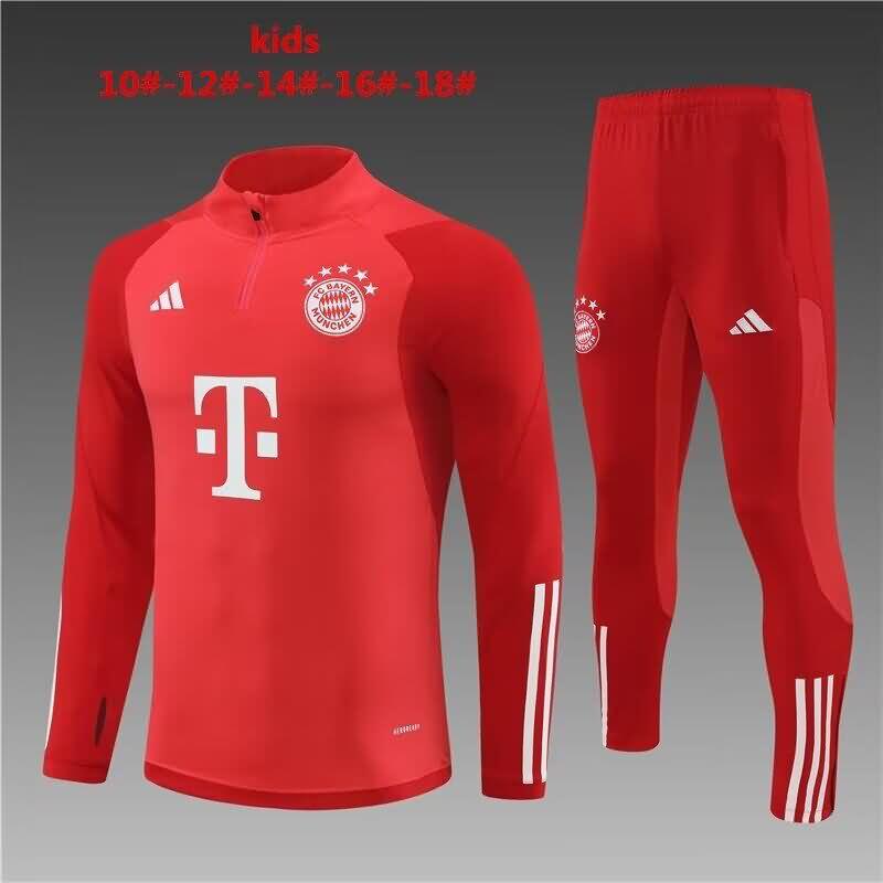 Kids - Thailand Quality(AAA) 23/24 Bayern Munich Red Soccer Tracksuit