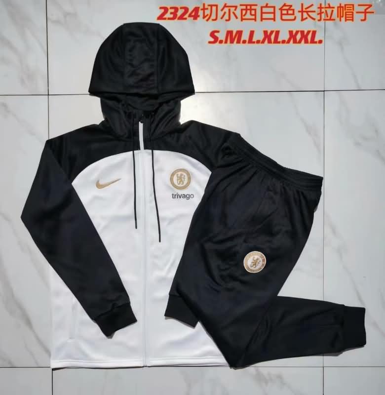 Thailand Quality(AAA) 23/24 Chelsea White Soccer Tracksuit 04