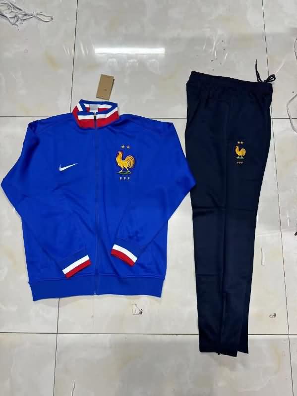 Thailand Quality(AAA) 2024 France Blue Soccer Tracksuit