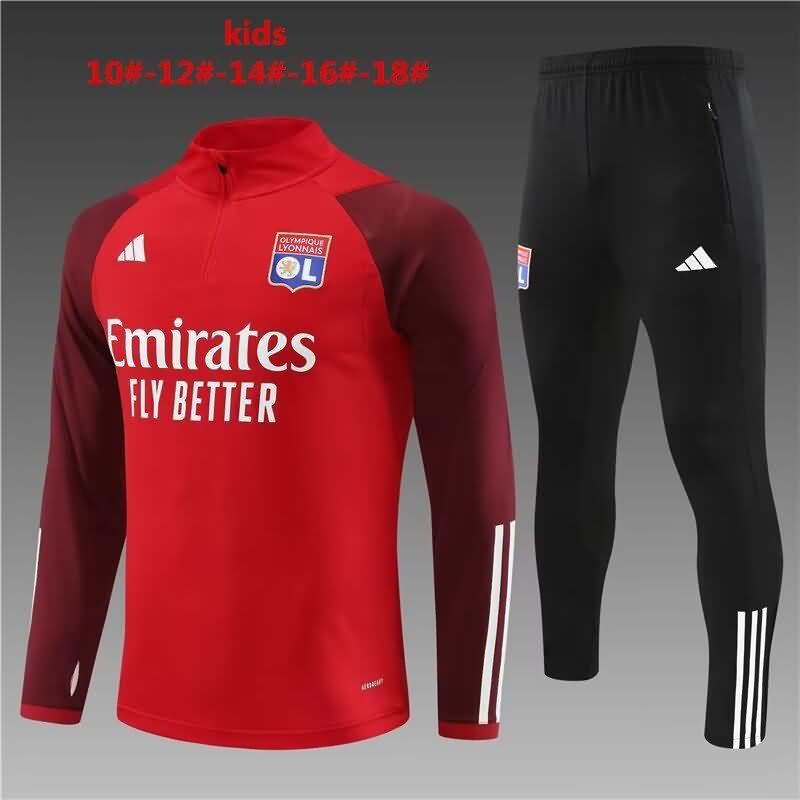 Kids - Thailand Quality(AAA) 23/24 Lyon Red Soccer Tracksuit Kid