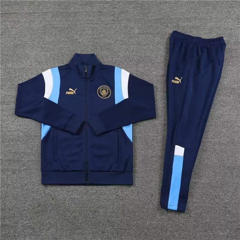 Thailand Quality(AAA) 23/24 Manchester City Dark Blue Soccer Tracksuit