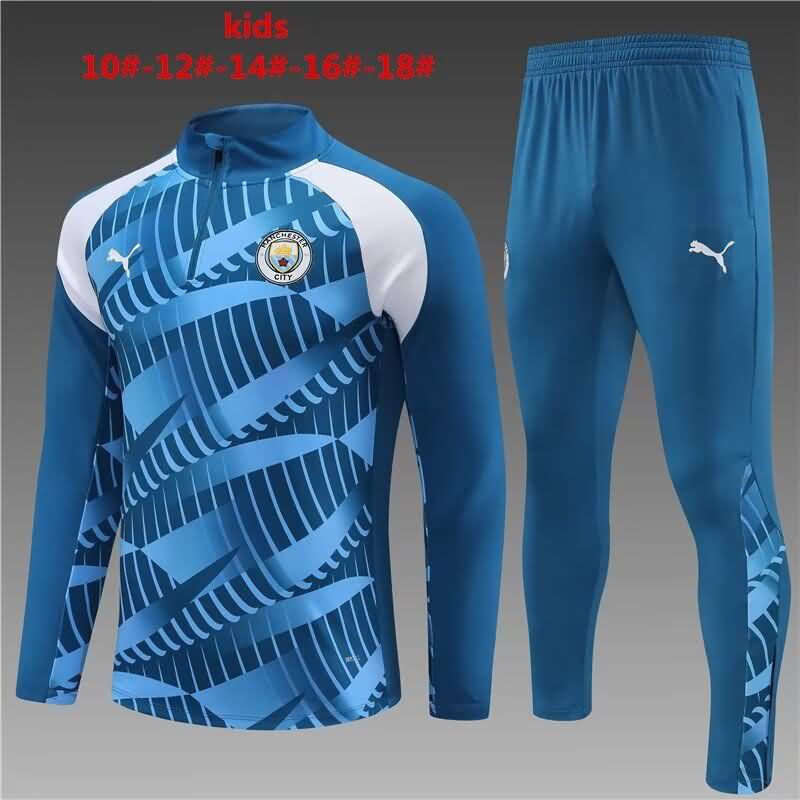Kids - Thailand Quality(AAA) 23/24 Manchester City Blue Soccer Tracksuit