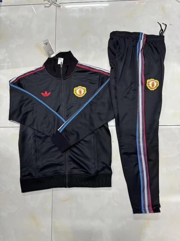 Thailand Quality(AAA) 23/24 Manchester United Black Soccer Tracksuit 04