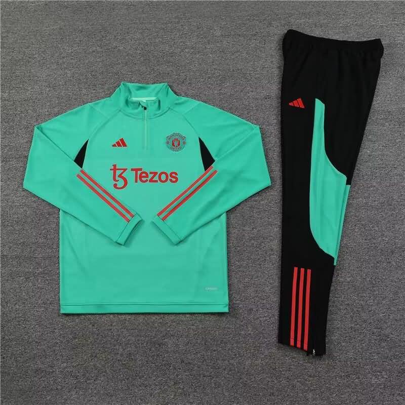 Thailand Quality(AAA) 23/24 Manchester United Green Soccer Tracksuit