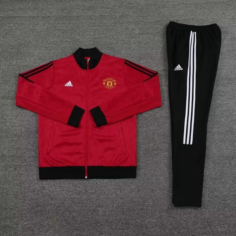 Thailand Quality(AAA) 23/24 Manchester United Red Soccer Tracksuit 03