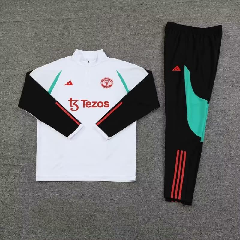 Thailand Quality(AAA) 23/24 Manchester United White Soccer Tracksuit
