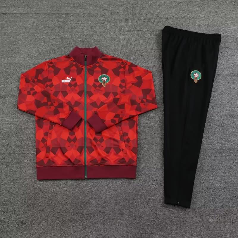 Thailand Quality(AAA) 2023/24 Morocco Red Soccer Tracksuit