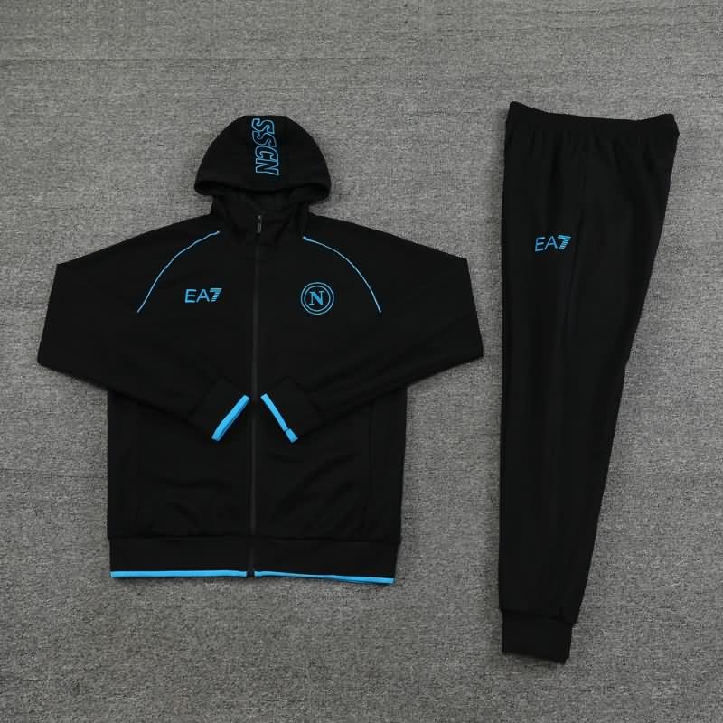 Thailand Quality(AAA) 23/24 Napoli Black Soccer Tracksuit 02