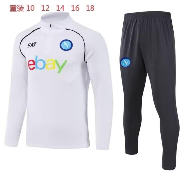 Kids - Thailand Quality(AAA) 23/24 Napoli White Soccer Tracksuit 02