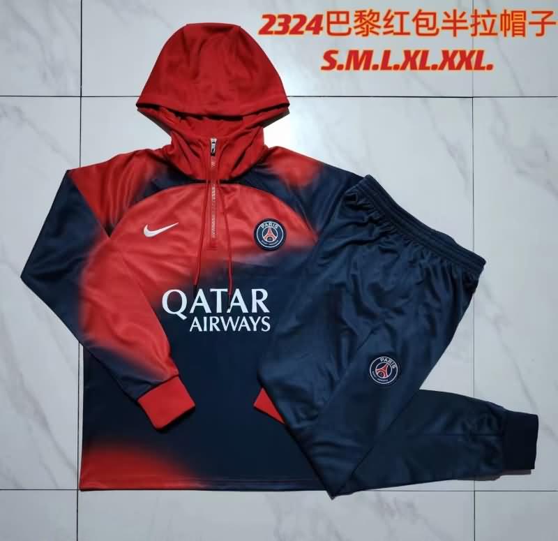Thailand Quality(AAA) 23/24 Paris St Germain Red Dark Blue Soccer Tracksuit