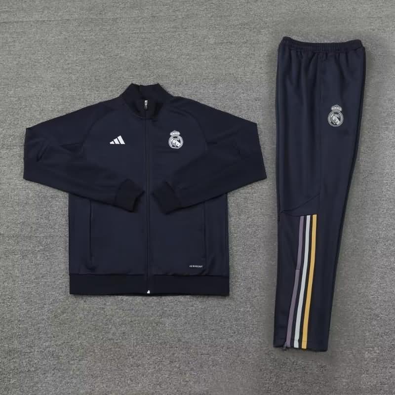 Thailand Quality(AAA) 23/24 Real Madrid Black Soccer Tracksuit
