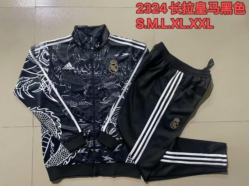 Thailand Quality(AAA) 23/24 Real Madrid Black Soccer Tracksuit 04