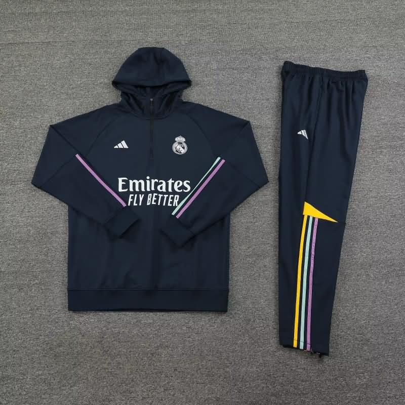 Thailand Quality(AAA) 23/24 Real Madrid Dark Blue Soccer Tracksuit 02