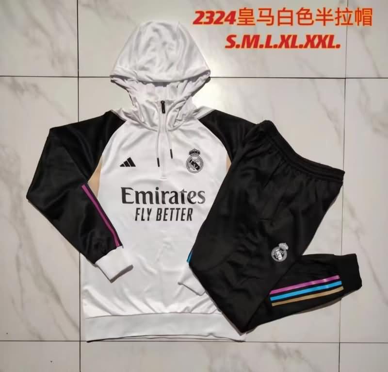 Thailand Quality(AAA) 23/24 Real Madrid White Soccer Tracksuit 06