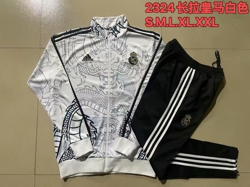 Thailand Quality(AAA) 23/24 Real Madrid White Soccer Tracksuit 08