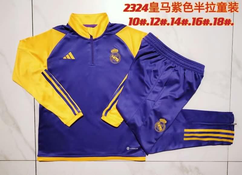 Kids - Thailand Quality(AAA) 23/24 Real Madrid Blue Soccer Tracksuit
