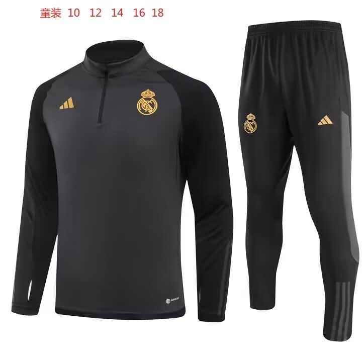Kids - Thailand Quality(AAA) 23/24 Real Madrid Grey Soccer Tracksuit 02