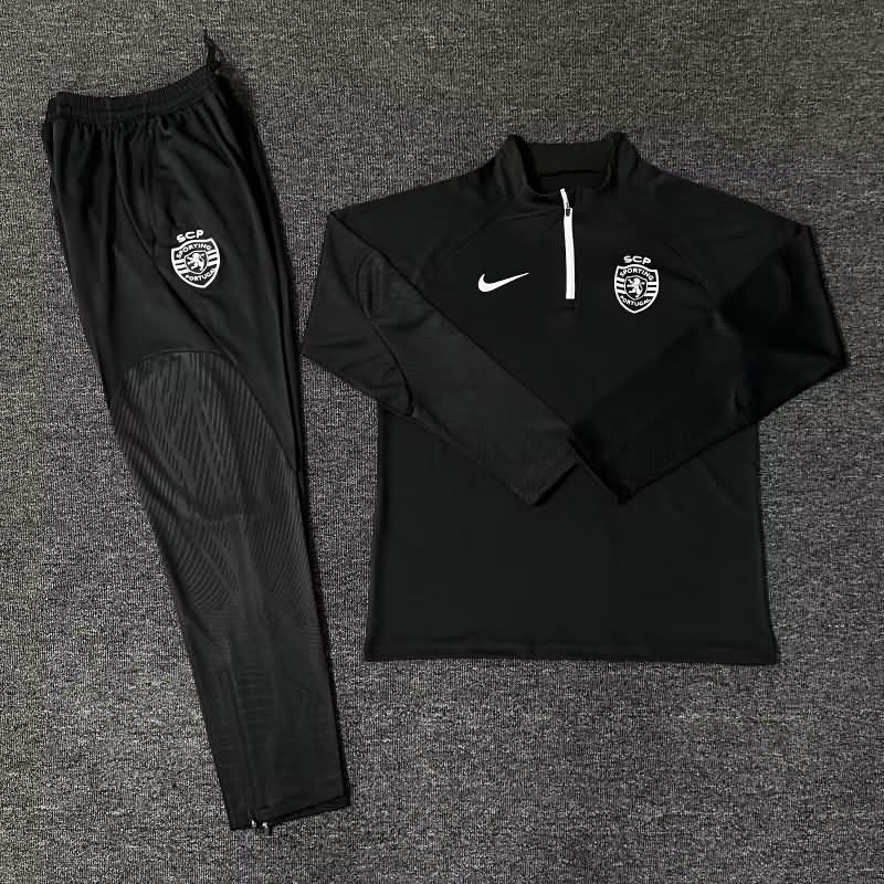 Thailand Quality(AAA) 23/24 Sporting Lisbon Black Soccer Tracksuit 02