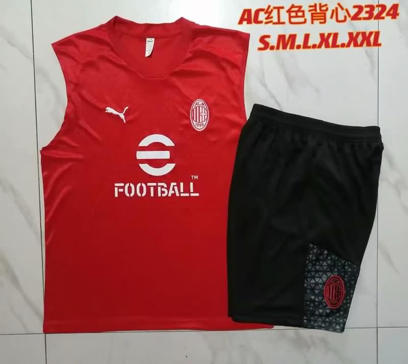 Thailand Quality(AAA) 23/24 AC Milan Red Soccer Training Sets 02