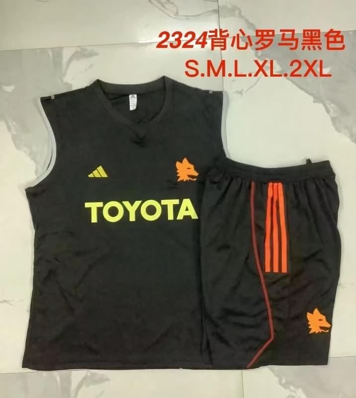 Thailand Quality(AAA) 23/24 AS Roma Black Soccer Training Sets