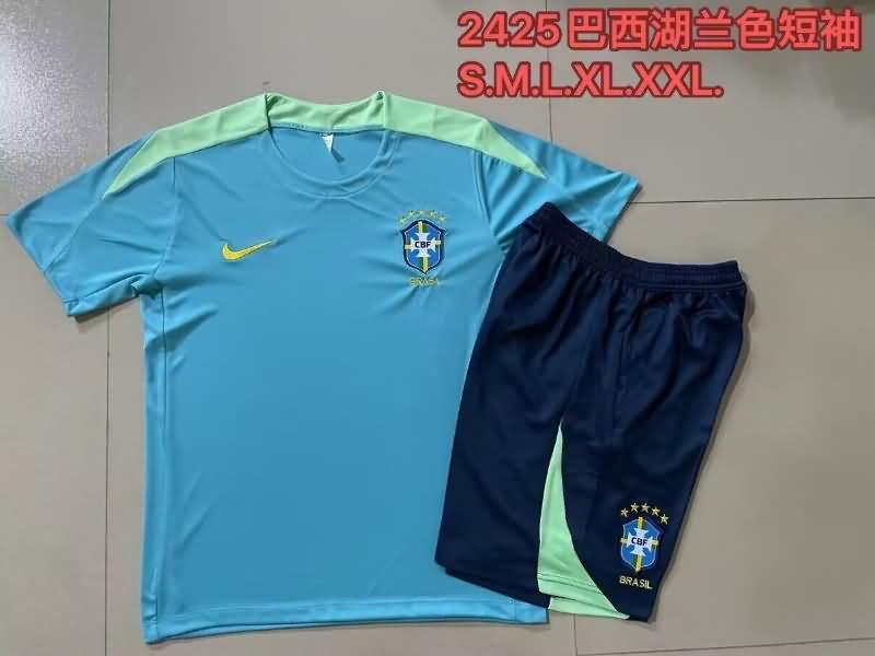 Thailand Quality(AAA) 2024 Brazil Light Blue Soccer Training Sets