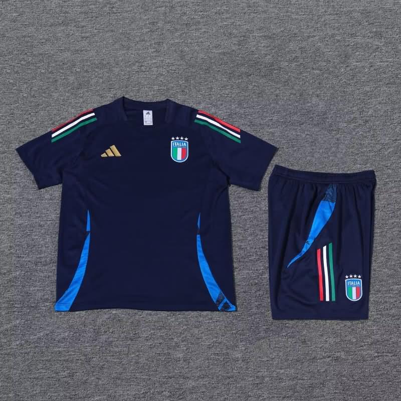 Thailand Quality(AAA) 2024 Italy Dark Blue Soccer Training Sets