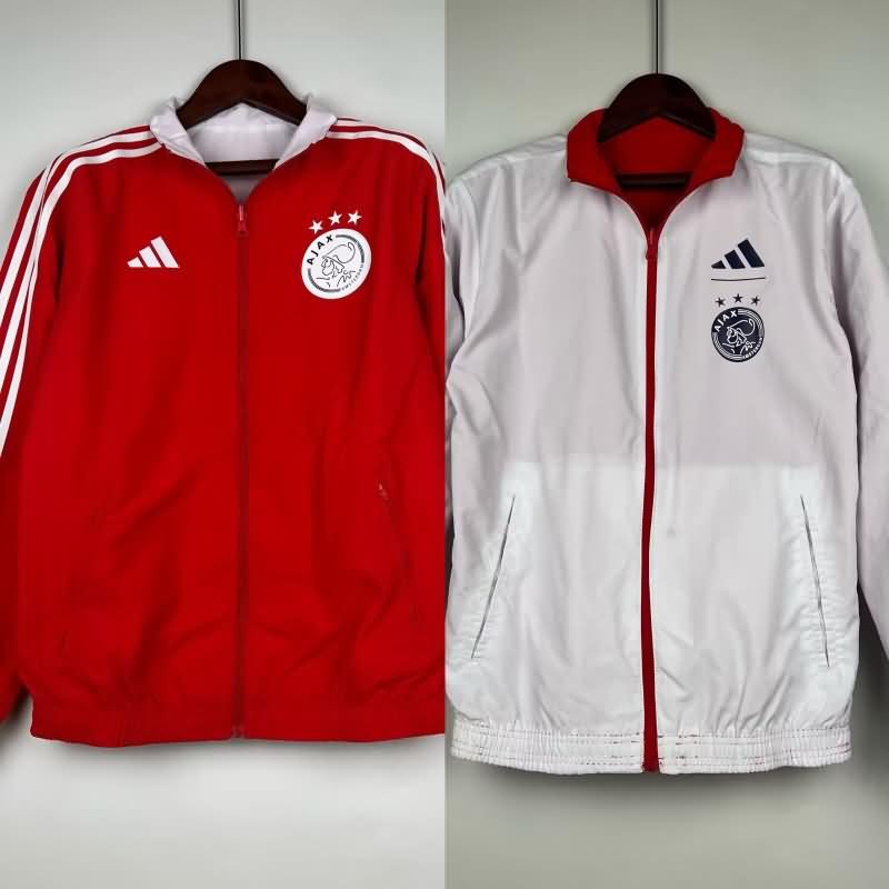 Thailand Quality(AAA) 23/24 Ajax Red White Reversible Soccer Windbreaker