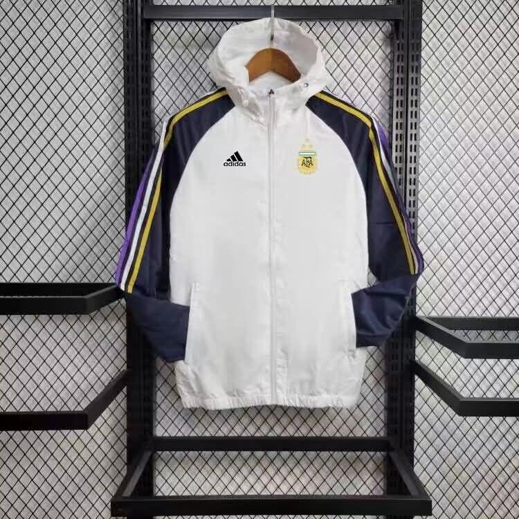 Thailand Quality(AAA) 23/24 Argentina White Soccer Windbreaker 02
