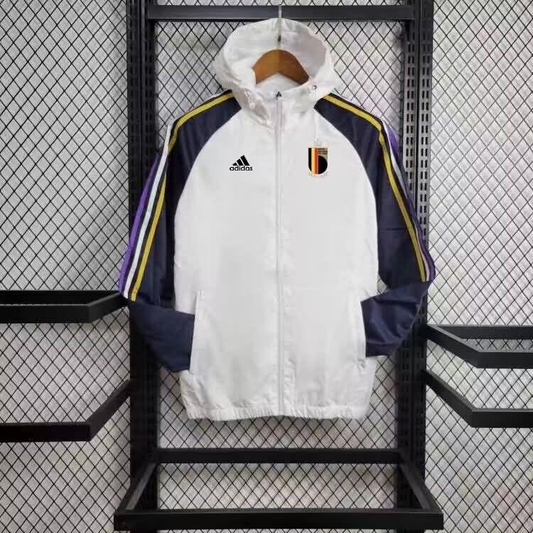 Thailand Quality(AAA) 2024 Belgium White Soccer Windbreaker 02