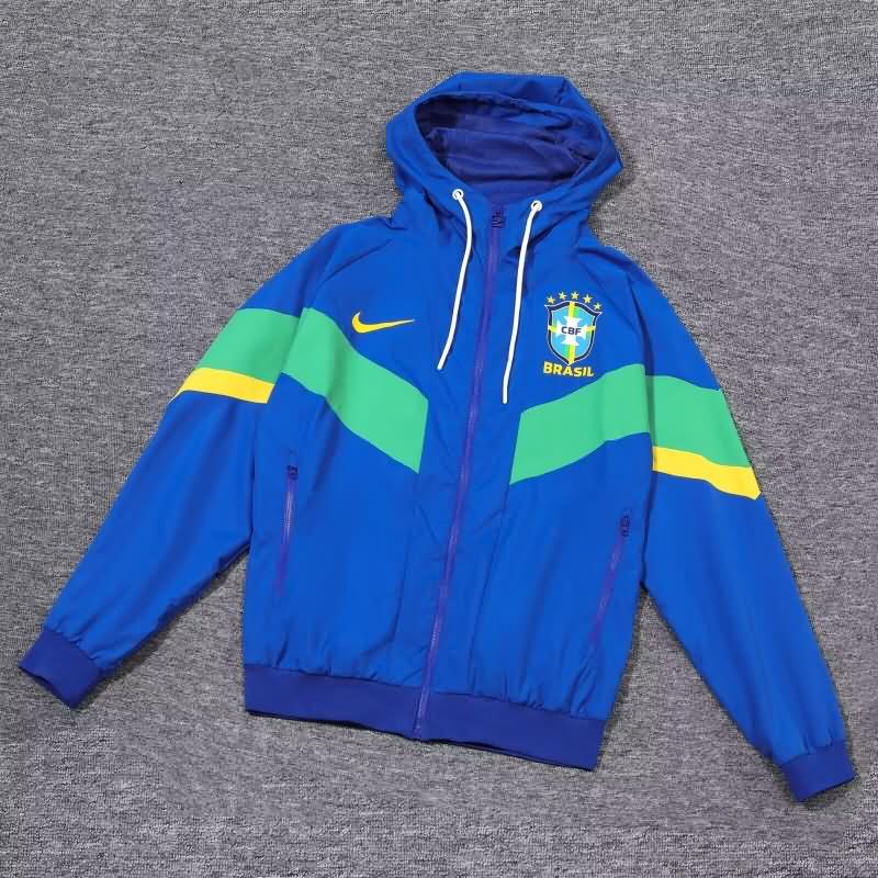 Thailand Quality(AAA) 2024 Brazil Blue Soccer Windbreaker