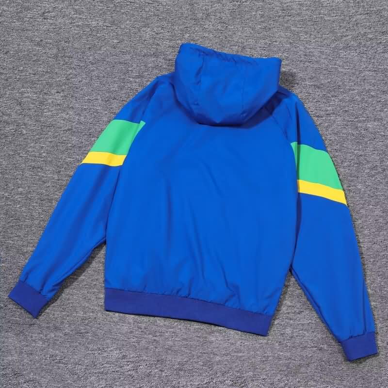 Thailand Quality(AAA) 2024 Brazil Blue Soccer Windbreaker