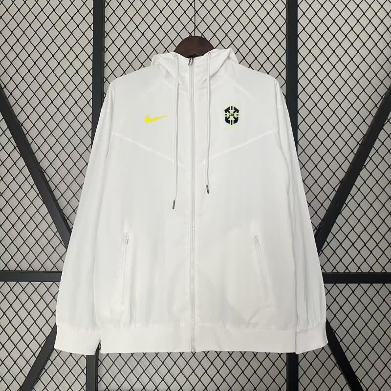 Thailand Quality(AAA) 2024 Brazil White Soccer Windbreaker