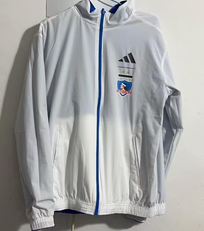 Thailand Quality(AAA) 2023 Colo Colo Blue White Reversible Soccer Windbreaker