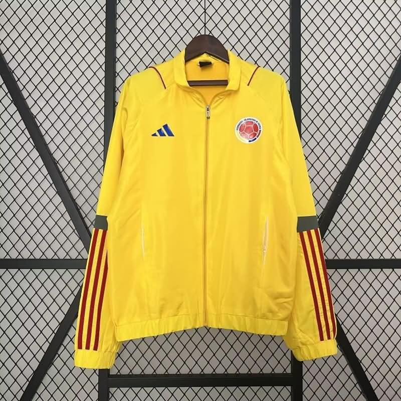Thailand Quality(AAA) 2024 Colombia Yellow Soccer Windbreaker