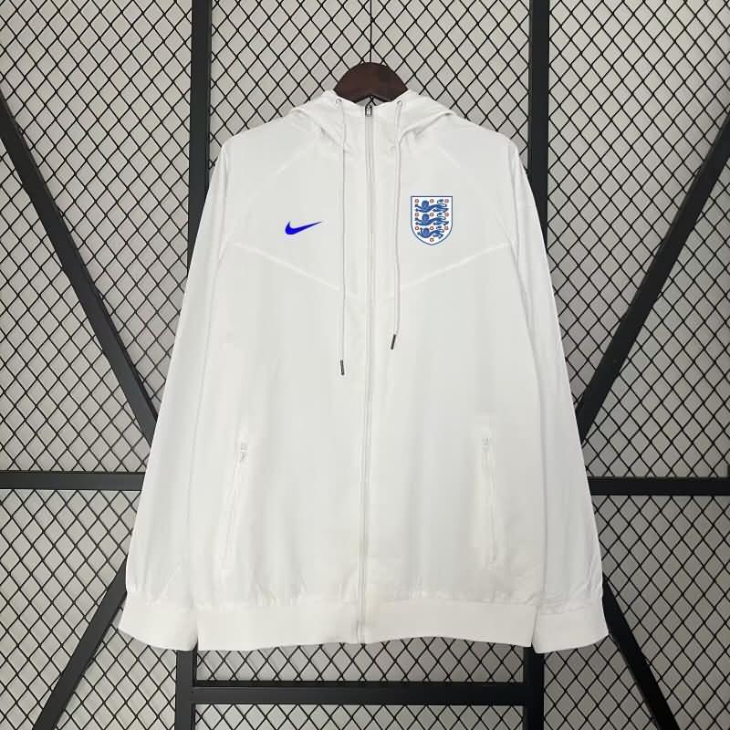 Thailand Quality(AAA) 2024 England White Soccer Windbreaker