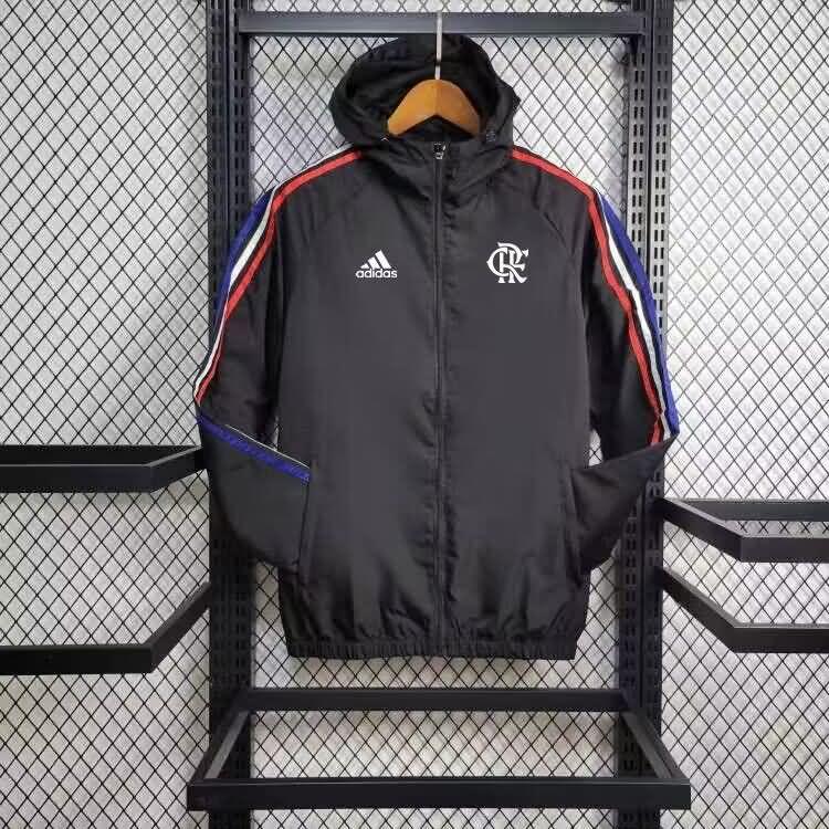 Thailand Quality(AAA) 2024 Flamengo Black Soccer Windbreaker 02