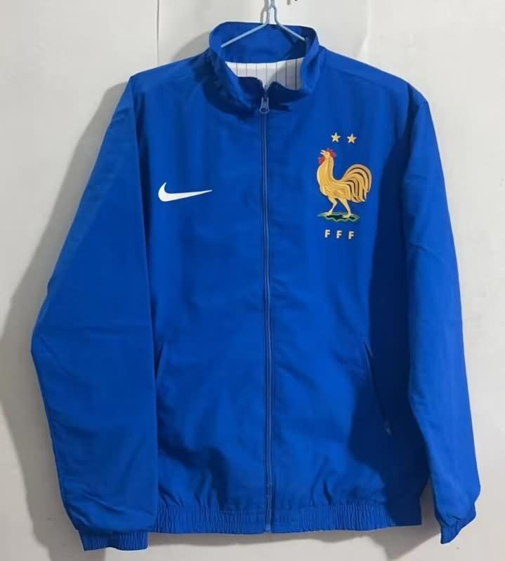 Thailand Quality(AAA) 23/24 France Blue White Reversible Soccer Windbreaker 02