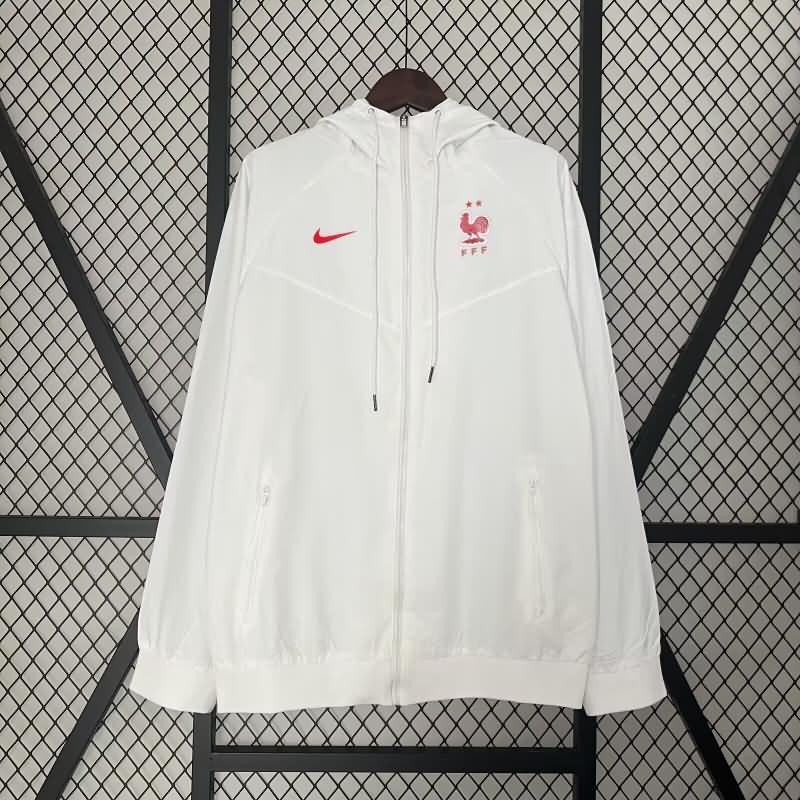 Thailand Quality(AAA) 2024 France White Soccer Windbreaker