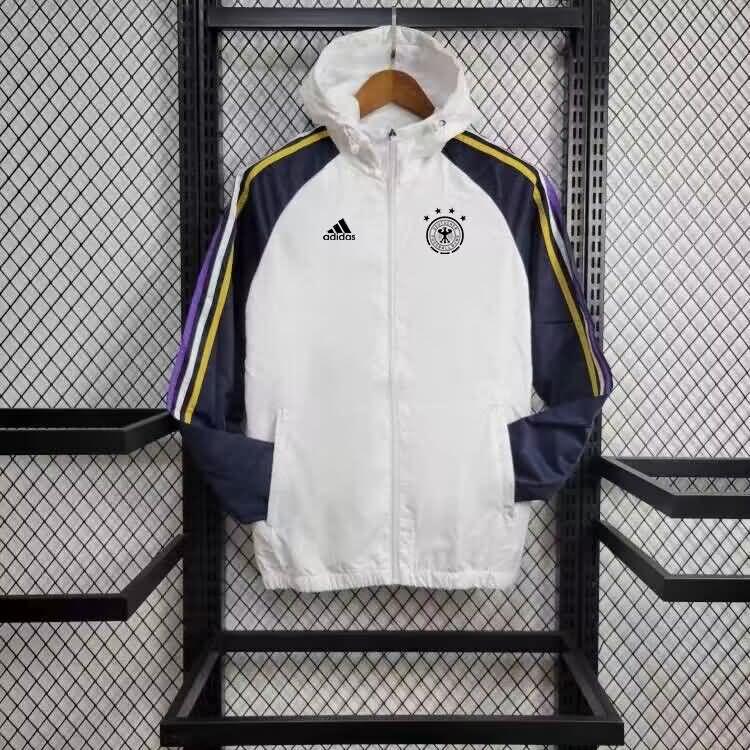 Thailand Quality(AAA) 2024 Germany White Soccer Windbreaker 02